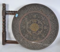 An Anglo Indian brass and enamel  tray topped occa