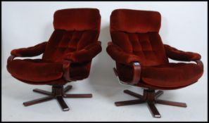 A pair of retro 20th century Scandinavian swivel c