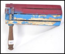 A mid 20th Century Aston Villa  football rattle, authentically painted in claret and blue in working