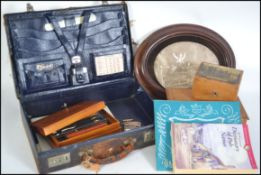 A collection of items to include a vintage leather