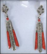 A pair of ladies silver Art Deco style earrings in