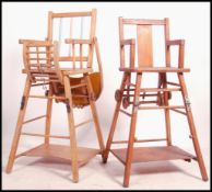 2 vintage mid century retro childs high chairs, bo