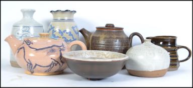 A group of 20th century studio pottery pieces to i