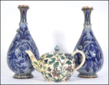 A 19th century Faience ceramic ware teapot decorat