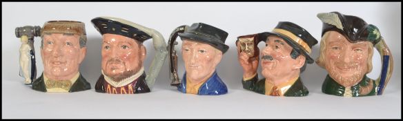 A collection of Royal Doulton large ceramic Toby Jugs to include three limited edition signed jugs