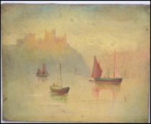 A 19th century oil on canvas Italian lake scene pa