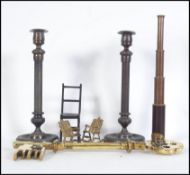 A collection of brass wares to include large brass