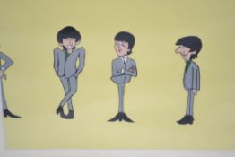 Beatles Cartoon Cel. Mounted hand painted replica cel of the Beatles from the 60's cartoon series