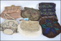 A collection of vintage 20th century ladies evening purses to include Art Deco purses, beaded,