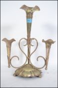 An early 20th century silver plated 4 sconce epergne centrepiece of tulip form raised on ball feet (