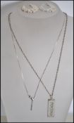 A silver hallmarked necklace ingot pendant by Robert Carr, hallmarked Sheffield, date letter C set