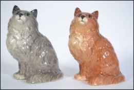 Beswick Cat Figure ' Persian Ginger Cat ' Seated Looking up, Tail to Left. Model 1867 together