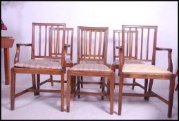 A set of 6 late 19th century Georgian revival mahogany dining chairs having squared legs united by