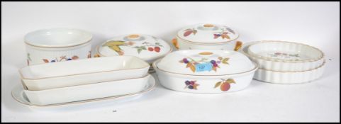 A collection of Royal Worcester  ' Evesham ' pattern ceramics to include flan dishes, tureen and