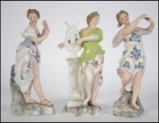 A set of 3 believed 19th century Meissen type cont