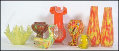 A collection of early to mid century art glass including Murano Tutti Frutti, end of day glass,