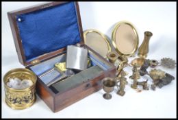 A collection of items to include silver plated napkin rings by Arthur price, flatware, hip flask,