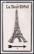 A vintage style, 20th century cast iron wall plaque for the Eiffel Tower. Measures approximately