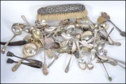 A collection of silver hallmarked and silver plated flatware's to include souvenir spoons etc please