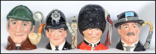 A collection of Royal Doulton ceramic Toby Jugs to include The Guardsman D 6755, The Sleuth D6631,