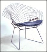 A believed original mid century Harry Bertoia wirework ' Diamond shape' chair of typical form,