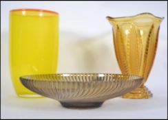 A group of three pieces of 20th century glass dating from the earlier part of the century to include