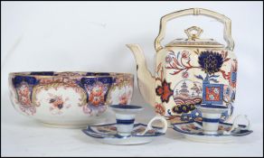 A collection of ceramic ironstone Masons type ceramics to include Masons Oriental teapot, large