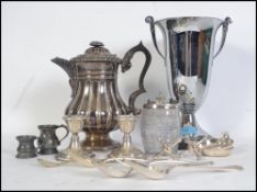 A collection of silver and silver plated items to