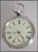 A 19th century 1893 Victorian Waltham USA open faced crown wind pocket watch with faceted hands