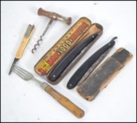 A vintage cased Taylor 1000 cut throat razor together with a King's Crown cut throat razor, a faux