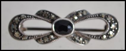 A silver , stainless steel and marcasite art deco