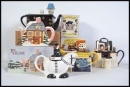 A collection of six collectible novelty teapots by various makers to include Nelson, The Highway