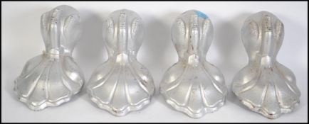 A group of four 20th century heavy cast metal silvered  ball and claw bath feet standing 28cm tall
