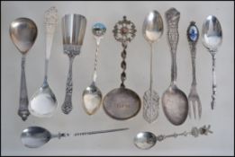2 Danish / Nrwegian sterling silver teaspoons ( weight 36.4g ) together with other spoons to include