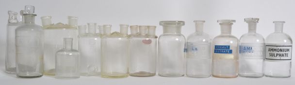 A collection of Industrial Laboratory equipment glass bottles - apothecary some with notation and