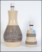 Two retro 1980's stoneware studio pottery table lamps by Purbeck Potteries. Stamped to the base.