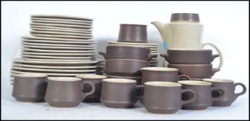 A Purbeck Pottery nine person Brown Diamond Purbeck service, to include dinner plates, side