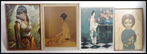A group of four retro framed and glazed pictures dating from the 1960's various designs please see