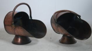 2 Victorian 19th century copper coal scuttles of h