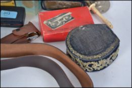 A collection of vintage items to include knives in original sheaf's, razors, opera glasses,