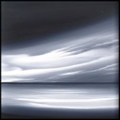 A framed acrylic on board of a seascape horizon point by Jonathon Shaw