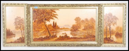 Cyril Osborne ( 20th century ) A triptych trio of oil paintings, English school dating to the 1970's