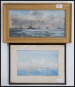 After Harold Wyllie: A print of a British war frigate believed to be HMS Leander circa 1932.