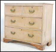A Victorian 19th century country cottage pine chest of drawers having brass handles to the short and