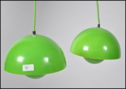 A pair of contemporary flower pot pendant lamp in