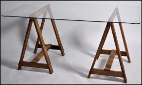 A  French up-cycled vintage 20th century trestle t