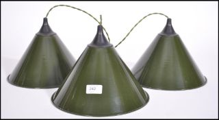 A set of 3 re-wired vintage lights enamel painted
