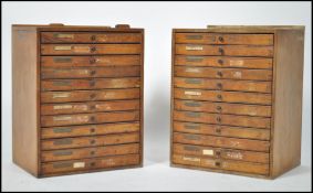 A stunning pair of 1960's printers 12 drawer stenc