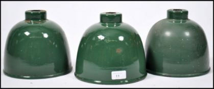 A set of 3 mid century Industrial factory pendant