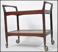 A 1970's Danish tea trolley having chamfered edge